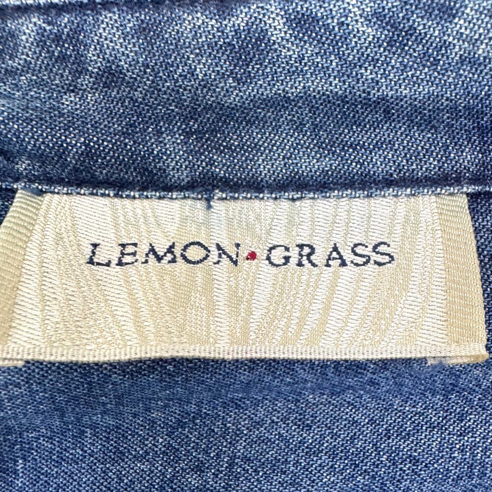 Lemon Grass Vintage Womens Button Denim Shirt Size 18W Floral Embroidered Blue - Picture 2 of 9